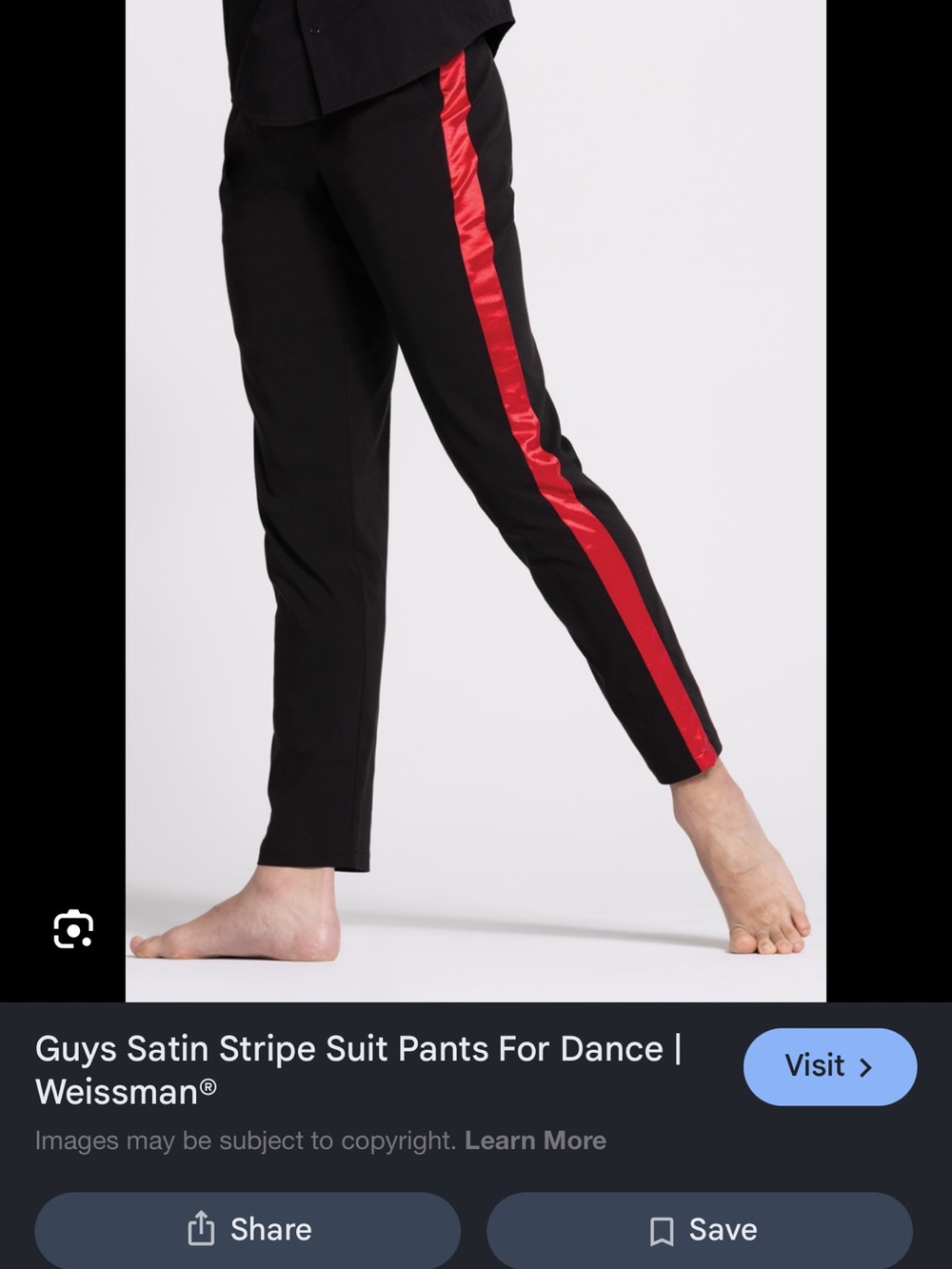 Weissman Black and Red Dance Costume Pants